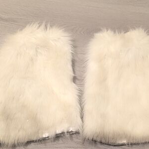 Y2k Emo Alt White Fur Leg Warmers